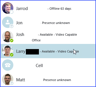 mac skype for business contacts grayed out
